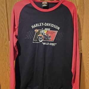 Harley-Davidson Black and Red Long Sleeve Shirt